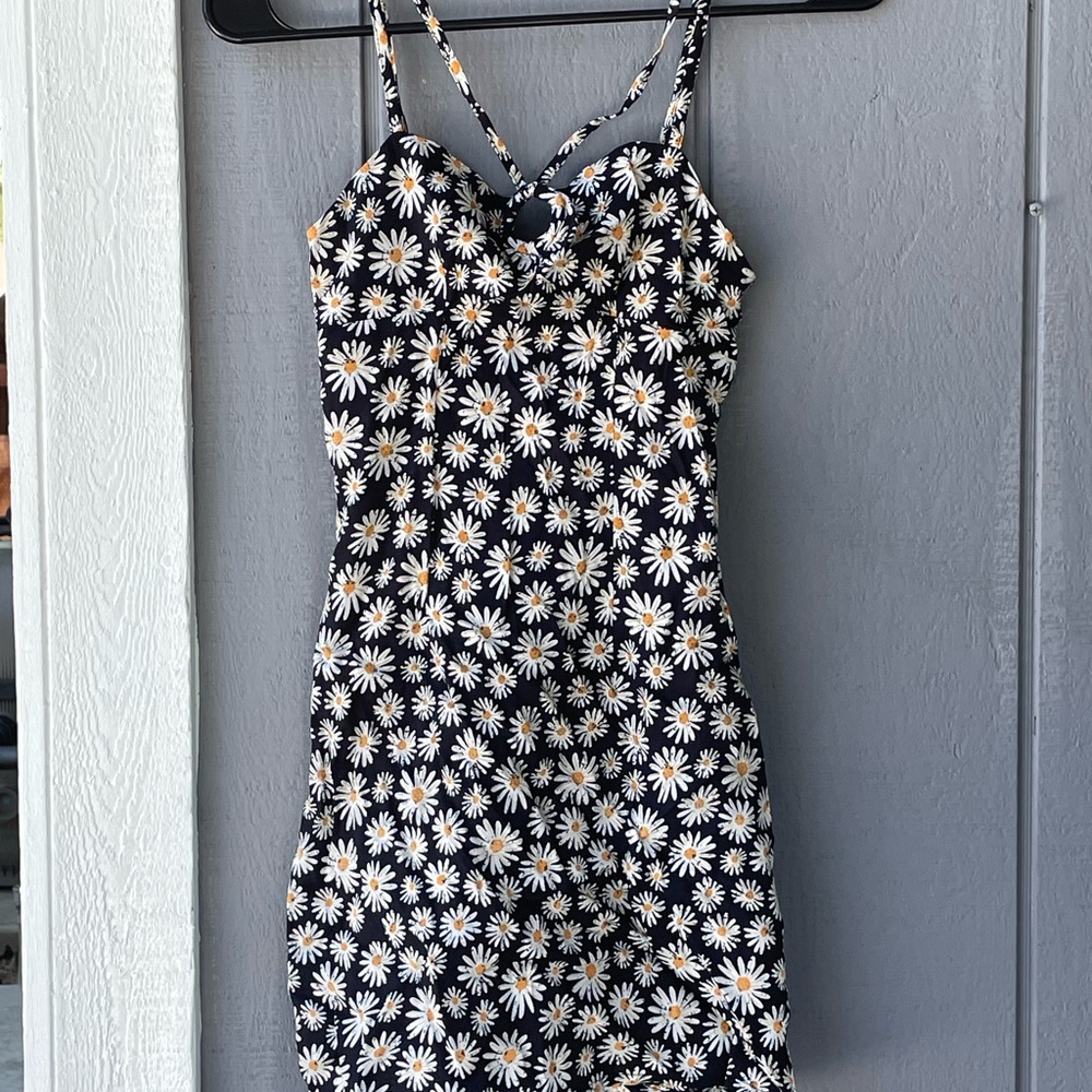 RSQ Black and White Spaghetti Strap Mini Sundress